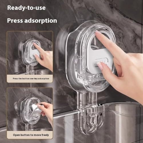 No-Drill Bathroom Suction Storage Box, Large Capacity & Strong Load-Bearing, Glacier Pattern Suction Cup Shower Caddy Hanging Shower Shelf Heavy Duty Organizer (Gold) — view 3