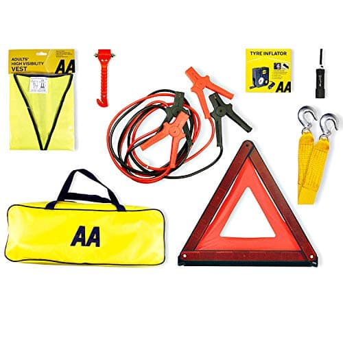 AA Vehicle Breakdown Safety Kit Plus AA5618 – Tyre Inflator, Warning Triangle, Tow Rope, Hi-Vis Vest, Torch, Glass Hammer, Booster Cables, Storage Bag & Travel Fleece Blanket — view 3