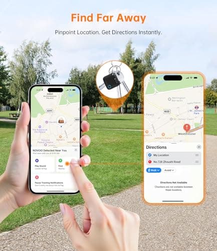 NOVOO Smart Tag for Apple Find My (iOS Only), Loud 80dB Alarm Item Finder, Replaceable Battery Tracker with Child-Safe Lock, Key & Wallet Tracker, Luggage Finder (4 Pack with Key Rings & Battery Tool) — view 5