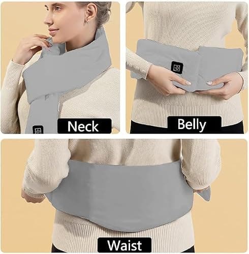 Heated Scarf,Winter Electric Heated Neck Scarf,USB Charging Heating Scarf with 3 Heating Levels,Neck Heating Pad for Pain Relief Thermal Neckerchief,Winter Gift for Men Women Outdoor Skiing(Grey) — view 4