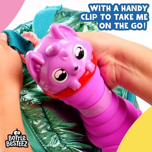 Bottle Besteez: Kool Kitten - Pink | Collapsible 360ml Reusable Bottle | Drip Resistant & Leakproof Kids Water Bottle | Ideal for Back to School | BPA Free — view 6