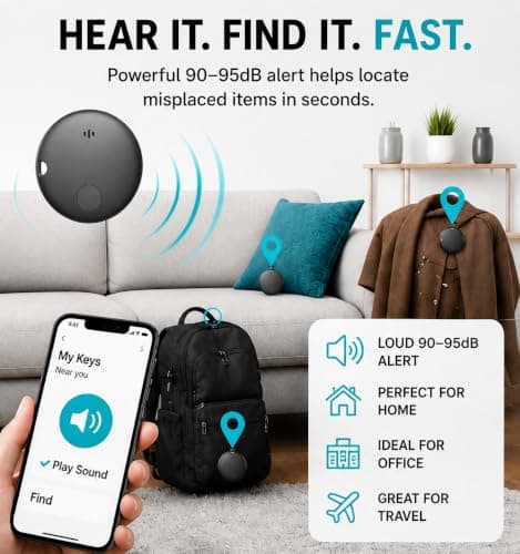 Bluetooth Tracker Tag 2 Pack, Keys Finder and Item Locator for Keys, Wallet, Bags, Luggage and More, Phone Finder, Both iOS and Android Compatible & IP67 Waterproof — view 3