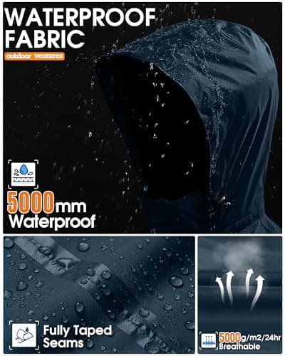 Outdoor Ventures Men's Waterproof Jackets Lightweight Windproof Raincoat — view 4