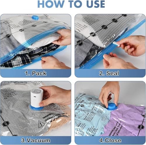 BoxLegend 10 Pack Travel Vacuum Storage Bags for Clothes with 1200mAh USB Electric Pump - Thickened & Waterproof, Fits Suitcases & Backpacks, 2* 60×40+ 2* 50×40 +2* 40×40+ 3* 40x35cm, Save 70% Space — view 5