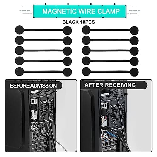 Xrkuu Reusable Magnetic Cable Ties 10Pcs, Silicone Tidy Clips (Black) — view 3