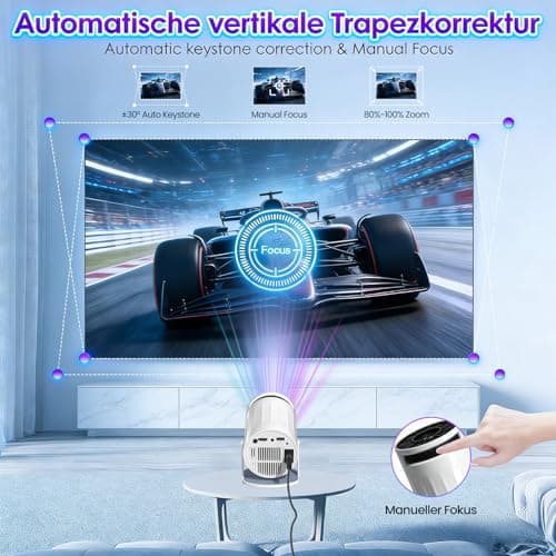 Mini Projector with WiFi 6 and Bluetooth 5.2,Portable Projector 4K for Bedroom Support Auto Keystone, 180° Rotatable Outdoor Compatible with TV Stick/Windows/iOS/Android/HDMI/USB — view 4