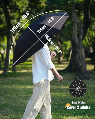 Chakipee Umbrella Windproof Strong Travel Compact Automatic Large Black Folding Umbrellas for Wind and Rain Resistant - Portable 210T Fabric - 10 Ribs Durable For Mens Women Umbrella — view 3