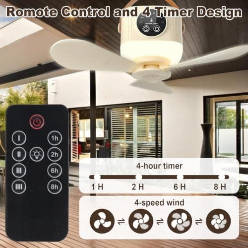 Portable Camping Fan, 7200 mAh Tent Fans with LED Light, Remote Control — view 5