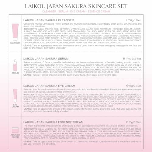 LAIKOU Sakura Skincare Set, 4Pcs TSA-friendly Size Skin Care Sets & Kits — view 6