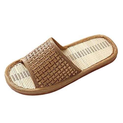 Unisex Bamboo Slippers - Breathable Woven Sandals, Eco-Friendly Indoor, Summer House Shoes, Lightweight Non-Slip Natural Straw, Casual Footwear