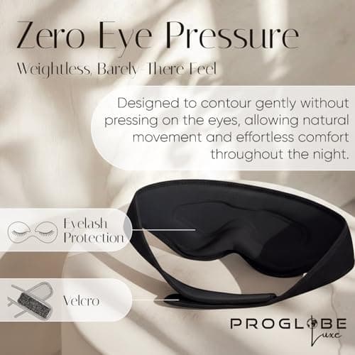 Proglobe Luxe Blackout Sleep Mask, Back and Side Sleepers, Black — view 3