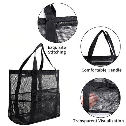 Ogetok Mesh Beach Bag, Extra Large Mesh Beach Tote Bag, Lightweight Oversized Pool Bags with 8 Pockets for Women and Men, Foldable Vacation Trip Essentials Beach Accessories — view 3
