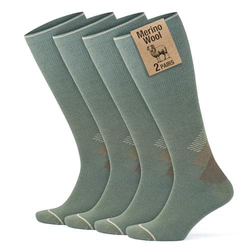 GoWith 2 Pairs Merino Wool Compression Socks 15-20 mmHg, Thermal