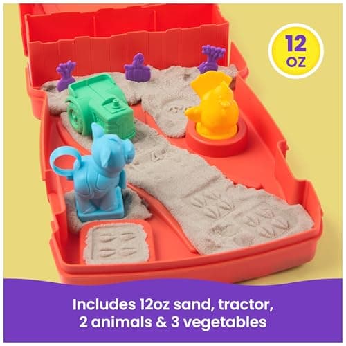 Kinetic Sand, Sandy Farm Set with 340g Play Sand, 6 Tools and Moulds, Reusable Barn Storage Case, Toddler Toys, Kids’ Toys for Girls and Boys Aged 3 and up — view 4