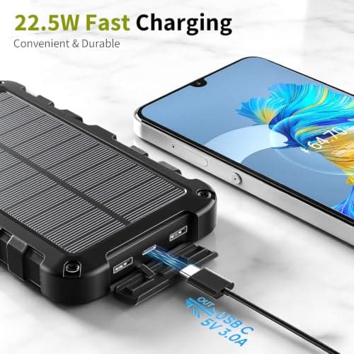 TOENNESEN Solar Power Bank, 10000mAh, PD 22.5 W, Portable Fast Charging — view 3