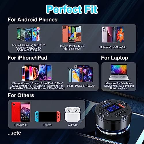 AXFEE 66w USB Car Adaptor, 4 Port USB Car Charger with Quick Charge 3.0 USB — view 6