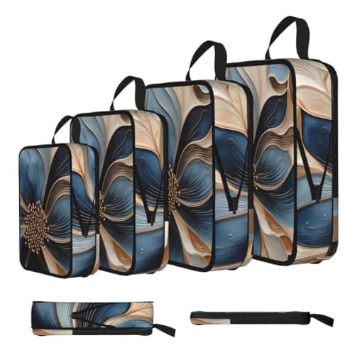 Gold Stamping Compression Packing Cubes 4 Set, Travel Organiser Bags with Double Zippers for Suitcase Luggage Backpack