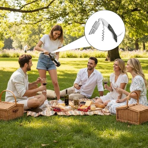 3-in-1 Waiters Friend Corkscrew, Folding Wine Bottle Opener, Black — view 4