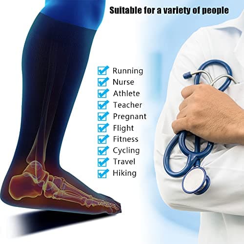 Dzpuhuojz 3 Pairs Plus Size Compression Socks (20-30 mmHg) for Women & Men — view 6