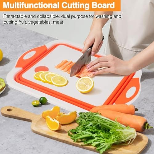 Collapsible BBQ Prep Tub & Cutting Board, Foldable Dish Tub with Colander, Portable Camping Sink, Multifunctional Wash Basin for Kitchen, Fruit, Vegetable and Picnic — view 5