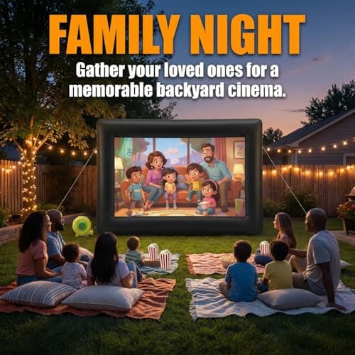 Inflatable Projector Screen, 16FT Inflatable Movie Screen Outdoor One-piece Design Front & Rear Projection Blow Up 16:9 HD Movie Screen Outdoor Projector Screen for Backyard Movie Night Pool Party — view 6