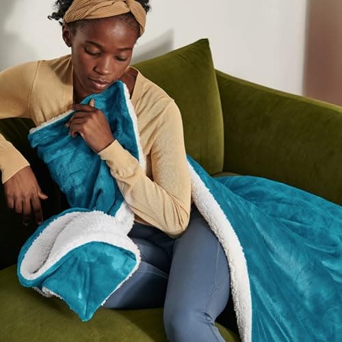 Bedsure Sherpa Fleece Throw Blanket - Thick, Turquoise, Twin, 150x200cm — view 5