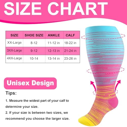 TRIITECH 3 Pair Plus Size Compression Socks for Women and Men,20-30mmHg Wide Calf Knee High Compression Stockings for Circulation — view 2