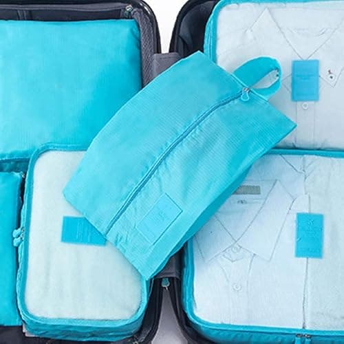 7 Set Packing Cubes water proof Dirt Resistant Oxford Cloth Luggage Packing Organizers for Travel (Sky Blue) — view 5