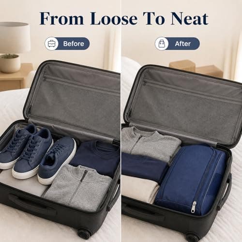Navy Blue Durable Water-Resistant Shoe Bag for Travel and Gym - Spacious Boot Carrier with Breathable Mesh Panel, Sturdy Carry Handle & Full-Length Zipper for Sports Footwear Storage & Organisation — view 6