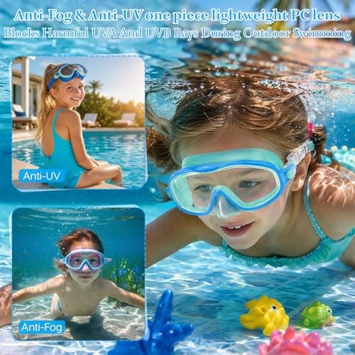 2 Pack Kids Swim Goggles Mask with Nose Cover for Boys Girls Toddlers, 3-14 — view 3