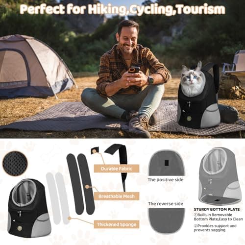 Adiwo Cat Backpack Carrier for Small, Foldable Pet Backpack with 3 Pockets — view 4