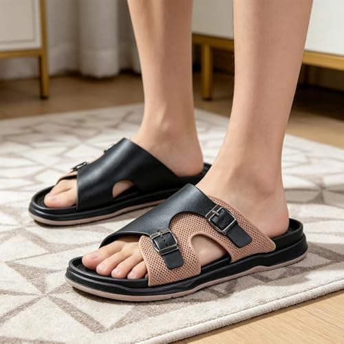 Unisex Soft Sole Non Slip Breathable Beach Slippers for Women Men, Lightweight Summer Sandals with Arch Support, Outdoor Casual Flip Flops for Pool Walking Travel, Size 6-12 (Brown, 8) — view 3