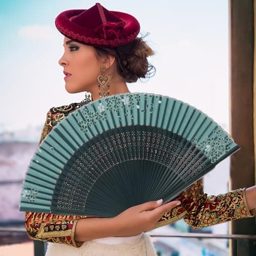 Vaguelly Bamboo Folding Fan Handheld with Tassel for Summer Travel — view 4