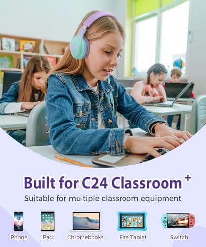 Rockpapa C24 Kids Headphones Wired with Microphone for School 3.5mm Jack — view 6