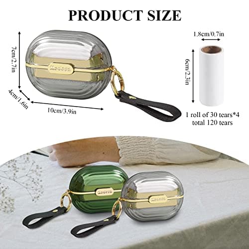 Modixun Double-sided Travel Portable Lint Roller with Hand Strap, Reusable Mini Extra Sticky Dog Cat Pet Hair Remover, Luxury Lint Remover for Clothes Bag Dust Fuzz Fur with 4 Refills, Grey — view 2