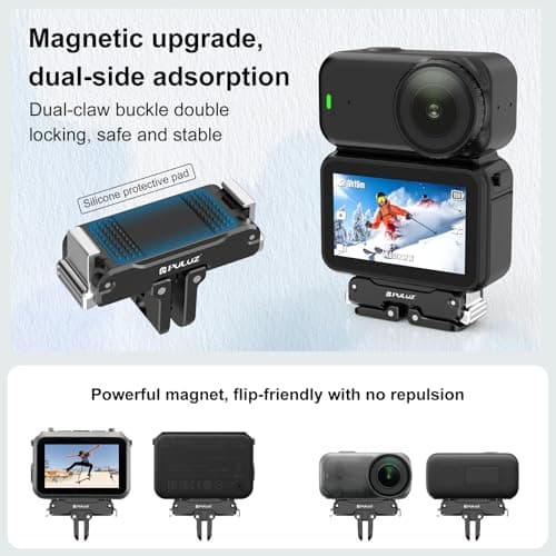 Magnetic Quick Release Mount for DJI Osmo Nano Action 6, Action Camera Folding Metal Tripod Base Adapter Accessories for Osmo Nano, 1/4” Hole Compatible with Selfie Stick, Vlogging Stand, Handle — view 6