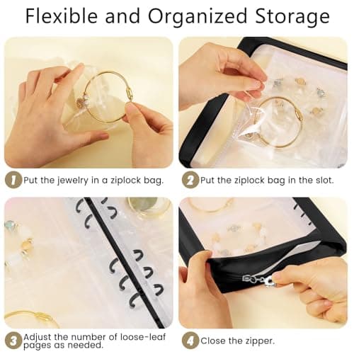 Emibele Travel Jewelry Organizer Case Large Capacity Jewelry Storage Binder — view 6