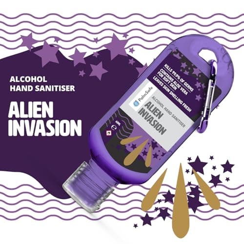 Palm Safe Alien Invasion 60ml Anti Bacterial Premium Hand Sanitiser Travel Size Refillable Clip Bottle Quick Drying Non Sticky Extra Moisturising Kills 99.9% of Viruses — view 3