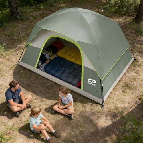 CAMPROS CP Large Family Tent for 6 People, Spacious Waterproof Camping Tent with 182 cm Standing Height, Easy Setup Dome Tent with Separate Living Space & Mesh Ventilation for Family Camping Holiday — view 6