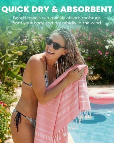 4 Packs Turkish Beach Towels Gym Towel Camping Blanket Xl Large Big Size Sandfree Sandrpoof Thin Fast Drying Packable Honeymoon Travel Essential Summer Vacation Accessories Hawaii Trip Necessities — view 2