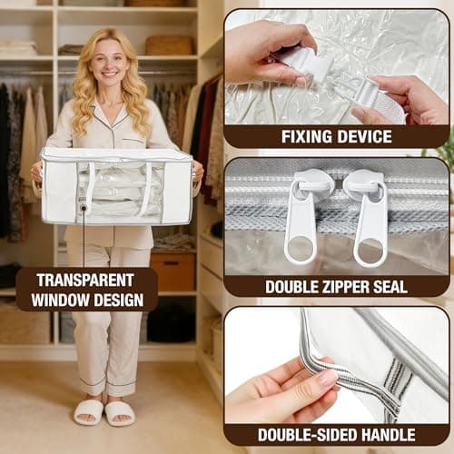 Vacuum Storage Bag Set, 87L Large Capacity Clothes & Comforter Organizer with Clear Window & Reinforced Handles (1 Pack) — view 3