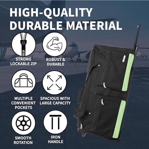 Flymax 32" Large Suitcase Lightweight Wheeled Duffle Bag Holdall Check in Luggage Travel Bag 3kg 114L Red — view 2