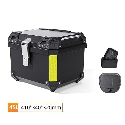 Aptliton Black Motorcycle Top Case, 45L ABS Waterproof and Dust-Proof Square Top Box for Motorbike Luggage Box with Security Lock, Motorcycle Helmet Luggage Storage — view 2
