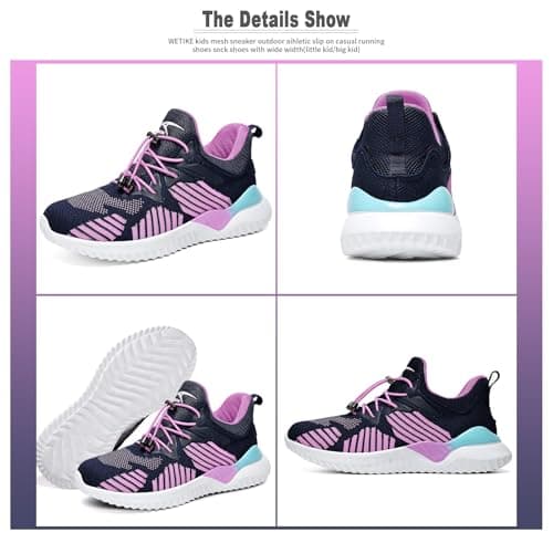 Boys Girls Trainers Unisex Kids Running Walking Shoes Child Outdoor Sport Athletic Shoes Girls Tennis Shoes, Pink Purple, 2 UK — view 6