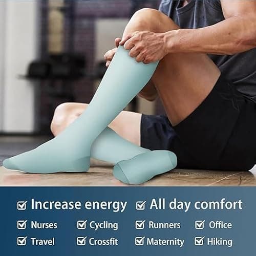 6 Pairs Compression Socks for Women & Men 15-20 mmhg Graduated Compression Stockings for Blood Circulation Support Socks for Varicose Veins Running Flight Travel (bodian, S/M) — view 5