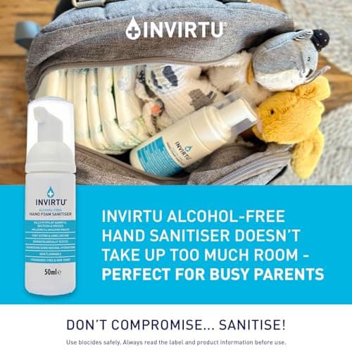 INVIRTU Alcohol Free Antibacterial Hand Sanitiser Foam (50ml) - Kills 99.9% Of Bacteria & Viruses - Great Hand Sanitiser For Travel & Festivals – Non- Scented Disinfectant - Kind To Skin (Pack of 2) — view 5