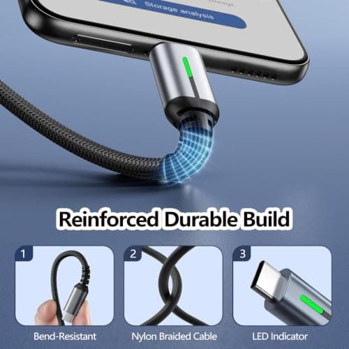 CONVENCY 2 m USB C Cable Nylon Braided USB C Charger Cable with 3 A Fast Charging & LED Indicator, Phone Charger for Home, Office, Travel & Smartphone Users — view 2