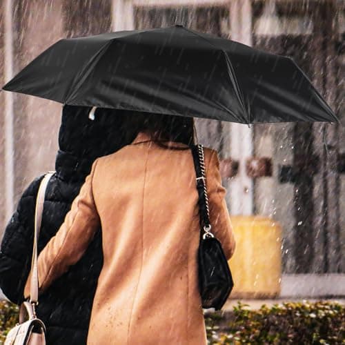 VILLFUL Compact Black Folding Umbrella Automatic Windproof Travel — view 6