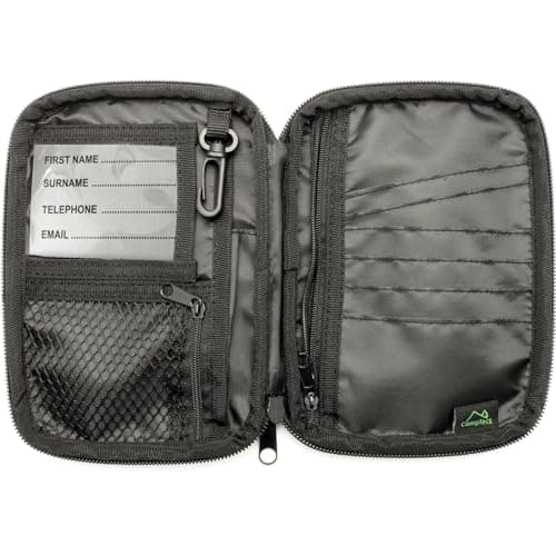 CampTeck U6750 Small Travel Wallet Passport Holder & RFID Faraday Signal Blocking Organiser Pouch for Credit Debit Cards, IDs, Documents, Money, Ticket, Key, etc – Black