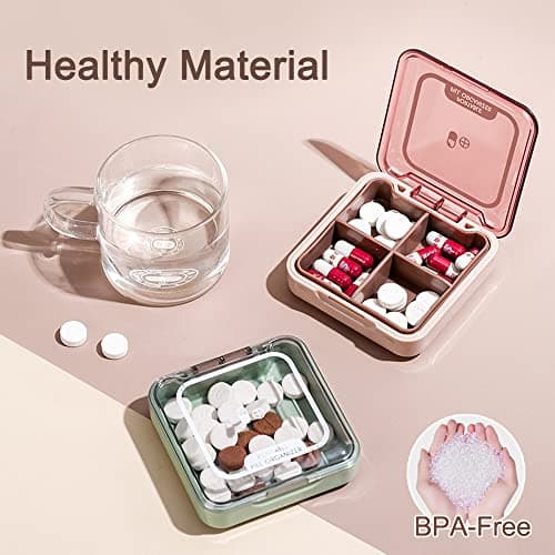 Small Pill Box, BPA Free Pill Case with 4 Large Compartmensts to Hold Vitamins, Moistureproof Portable Pill Box Organiser for Travel (Green) — view 2